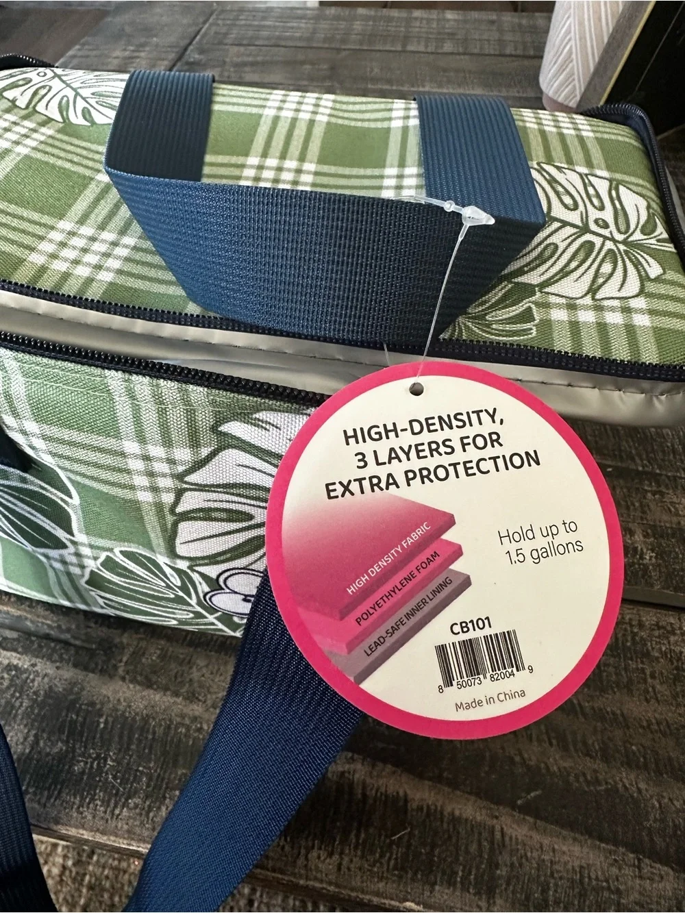 Green Palaka Print Mini Insulated Tote